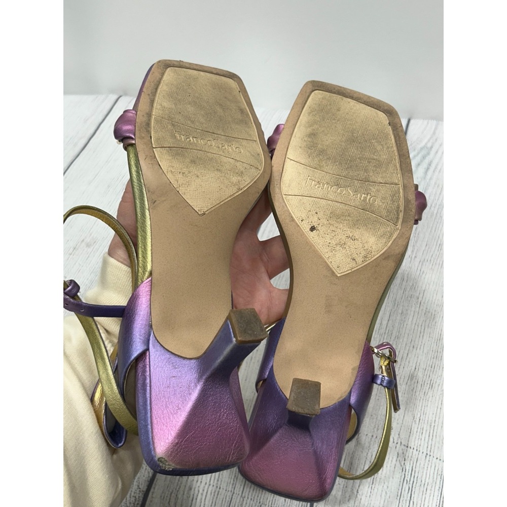 Franco Sarto Belana Womens Heels 10M Rainbow Metallic Ankle Strap Kitten Heel - Picture 12 of 13